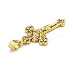 Brass Micro Pave Clear Cubic Zirconia Pendants&nbsp;ZIRC-J025-50G