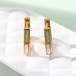 304 Stainless Steel Clear Cubic Zirconia Trapezoid Hoop Earrings&nbsp;EJEW-D331-17G