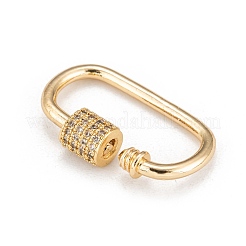 Brass Micro Pave Clear Cubic Zirconia Screw Carabiner Lock Charms&nbsp;ZIRC-T010-10