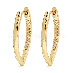 Brass Micro Pave Clear Cubic Zirconia Horse Eye Hoop Earrings&nbsp;EJEW-G446-04A-G