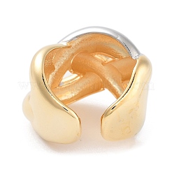 Brass Criss Cross Open Cuff Ring for Women&nbsp;RJEW-C102-08GP