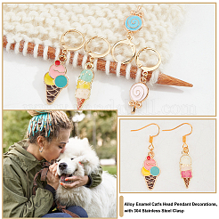 12Pcs 6 Style Alloy Enamel Lollipop Ice Cream Charm Locking Stitch Marker&nbsp;HJEW-PH01568
