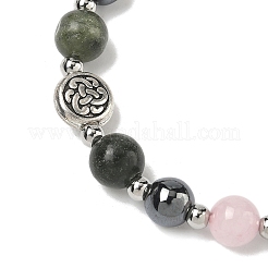 8mm Round Natural Rose Quartz & Natural Chinese Southern Jade & Synthetic Non-Magnetic Hematite Beaded Bracelets&nbsp;BJEW-PH01801