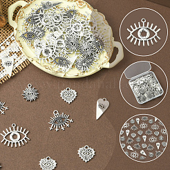 50Pcs 5 Styles Tibetan Style Zinc Alloy Pendant Rhinestone Settings&nbsp;FIND-SC0019-10