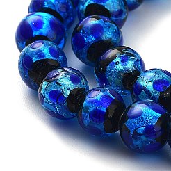 Glow in the Dark Luminous Style Handmade Silver Foil Glass Round Beads&nbsp;FOIL-I006-8mm-02