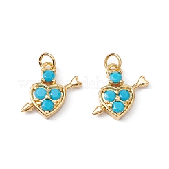 Rack Plating Brass Micro Pave Deep Sky Blue Cubic Zirconia Pendants&nbsp;ZIRC-C040-40G
