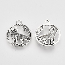Tibetan Style Alloy Howling Wolf Pendants&nbsp;X-TIBEP-T009-07AS-RS