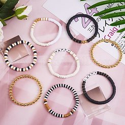 Handmade Polymer Clay Heishi Beads Stretch Bracelets Set&nbsp;BJEW-PH01484