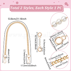 1Pc Zinc Alloy Pure Chain and 1Pc White Resin Imitation Pearl Round Beaded Bag Extension Chains&nbsp;DIY-UN0007-38