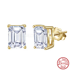 925 Sterling Silver Micro Pave Clear Cubic Zirconia Stud Earrings&nbsp;EJEW-G443-08G