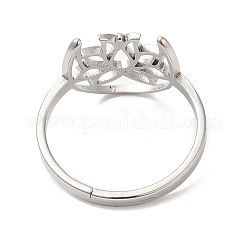 Non-Tarnish 304 Stainless Steel Hollow Lotus Adjustable Ring for Women&nbsp;RJEW-M149-30P