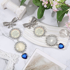 2Sets Tibetan Style Alloy & Glass Flat Round Photo Bouquet Hanging Ornaments&nbsp;HJEW-CA0001-70