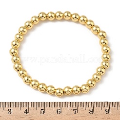 Brass Round Beaded Stretch Bracelets for Men Women&nbsp;BJEW-B148-05D-G