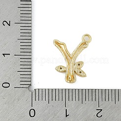 Brass Crystal Rhinestone Letter Links Connector Charms&nbsp;KK-S395-06G-Y