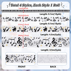 30Yards 4 Styles Musical Note Polyester Ribbon&nbsp;OCOR-PH0006-22