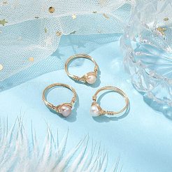 Nuggets Natural Cultured Freshwater Pearl Finger Rings&nbsp;RJEW-JR00697-02