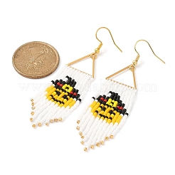 Halloween Theme Glass Seed Braided Pumpkin Chandelier Earrings&nbsp;EJEW-MZ00085