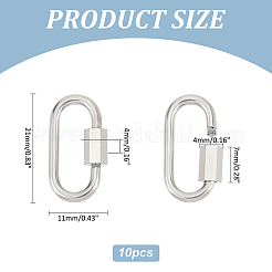 10Pcs 304 Stainless Steel Screw Carabiner Lock Charms&nbsp;STAS-UN0058-40P