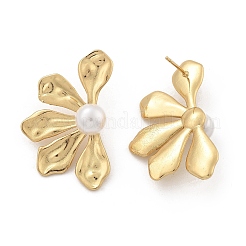 Brass Flower Stud Earrings&nbsp;EJEW-R016-05G
