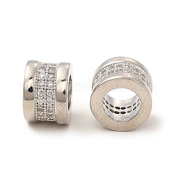 Rack Plating Brass Micro Pave Clear Cubic Zirconia European Beads&nbsp;KK-C010-56