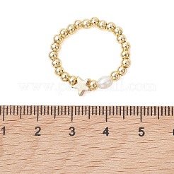 Natural Cultured Freshwater Pearl Beaded Stretch Finger Rings&nbsp;RJEW-JR01007