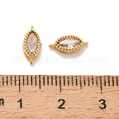 Brass Pave Clear Cubic Zirconia Horse Eye Connector Charms&nbsp;KK-H515-07G