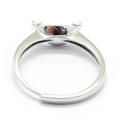 Anti-Tarnish Adjustable Rhodium Plated Sterling Silver Cup Peg Ring Settings&nbsp;STER-I016-008P