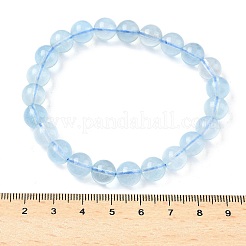 Natural Aquamarine Round Bead Stretch Bracelets for Men Women&nbsp;BJEW-U034-01D-02