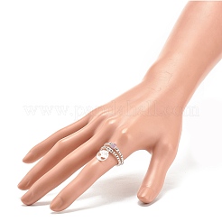 2Pcs 2 Style Natural Lavender Amethyst & Synthetic Hematite Beaded Rings with Brass Tree of Life Charms&nbsp;RJEW-JR00474-04
