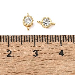 SHEGRACE Brass Pave Clear Cubic Zirconia Flat Round Connector Charms&nbsp;XGRQ3D618-499G