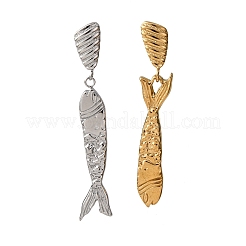 Fish 304 Stainless Steel Dangle Stud Earrings&nbsp;EJEW-A140-01GP