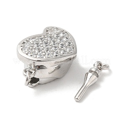 Rhodium Plated 925 Sterling Silver Micro Pave Clear Cubic Zirconia Box Clasps&nbsp;STER-M114-09P