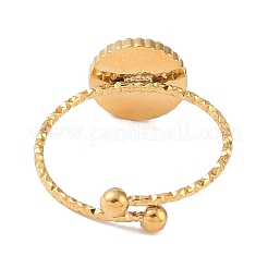 Ion Plating(IP) 304 Stainless Steel Enamel Flat Round Open Cuff Rings for Women&nbsp;RJEW-L107-075A-G