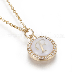Brass Initial Pendant Necklaces&nbsp;NJEW-I230-24G-F