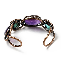 Natural Turquoise & Amethyst Open Cuff Bangle&nbsp;G-D468-07R
