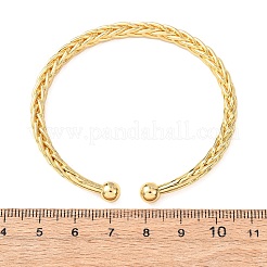 Braided Brass Cuff Bangles&nbsp;BJEW-C140-31G