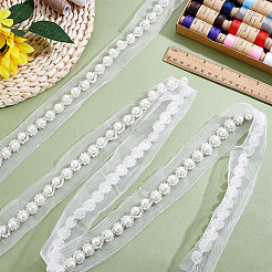 2Yards Netting Fabric Beaded Trim Ribbon&nbsp;OCOR-ME0001-64A-01