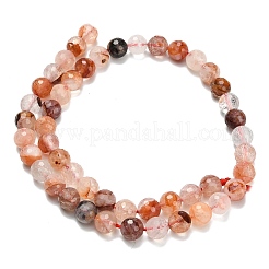 Grade A Natural Red Hematoid Quartz/Ferruginous Quartz Beads Strands&nbsp;G-L642-F03-8mm