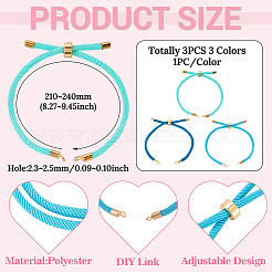 3Pcs Polyester Braided Round Cord Slider Bracelet Making&nbsp;MAK-TA0001-38A