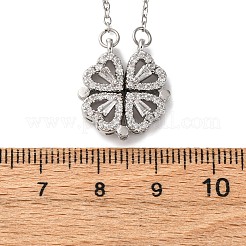 Clover 304 Stainless Steel Rhinestone Pendant Necklaces for Women&nbsp;NJEW-M107-03P