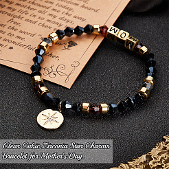 Word MOM Acrylic & Glass Beaded Stretch Bracelet&nbsp;BJEW-OC0001-15