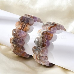 Oval Natural Amethyst Lace Agate Beads Stretch Bracelets for Women Men&nbsp;BJEW-C097-04A