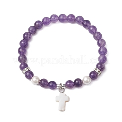 5Pcs 6mm Gemstone Round Beaded Stretch Bracelets Sets&nbsp;BJEW-JB10947
