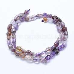 Natural Purple Phantom Quartz Purple Lodolite Quartz Beads Strands&nbsp;X-G-E483-69