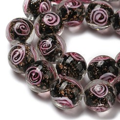 Handmade Gold Sand Lampwork Beads Strands&nbsp;LAMP-OC0001-53A