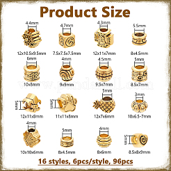 96Pcs 16 Styles Tibetan Style European Beads&nbsp;DIY-NB0012-43B