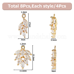 8Pcs 2 Style Brass Micro Pave Cubic Zirconia Pendants&nbsp;KK-HS0015-64