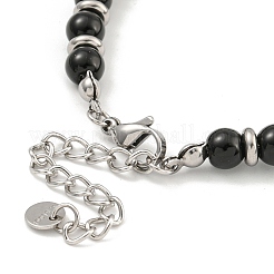 304 Stainless Steel & Glass Round Beaded Bracelets for Women&nbsp;BJEW-G717-11