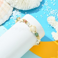 Shell Pearl & Natural & Synthetic Mixed Gemstone Beads Stretch Bracelets for Women&nbsp;BJEW-JB13898-03