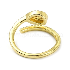 Brass with Cubic Zirconia Open Cuff Ring&nbsp;RJEW-B051-01G